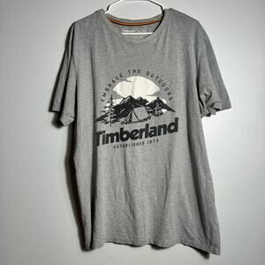 Timberland’s Men Gray T shirt Short sleeve Size XL “Embrace the outdoors”